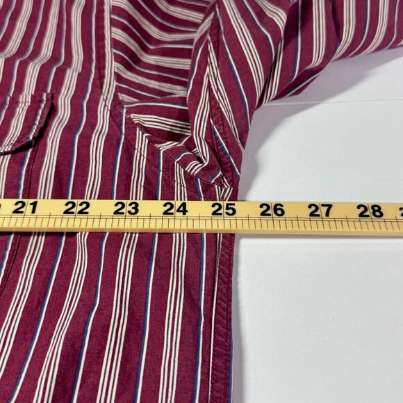 Vintage Tommy Hilfiger Burgundy Striped Crest Shirt – Size L - Picture 8 of 8